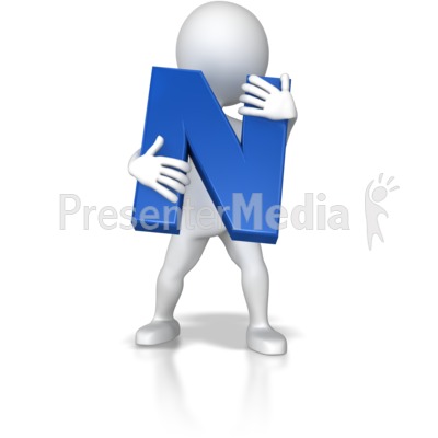 Stick Figure Holding Letter N Presentation clipart