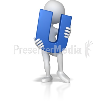 Stick Figure Holding Letter U Presentation clipart