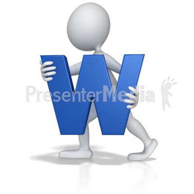 Stick Figure Holding Letter W Presentation clipart