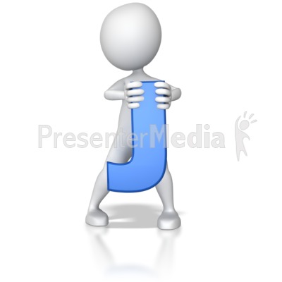 Stick Figure Holding Letter J Presentation clipart