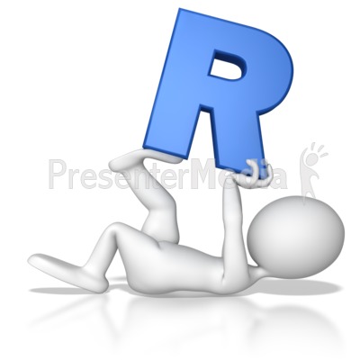 Stick Figure Holding Letter R Presentation clipart