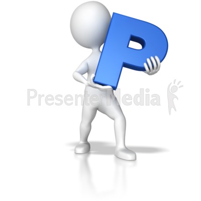 Stick Figure Holding Letter P Presentation clipart