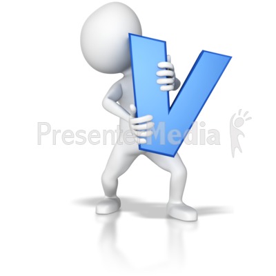 Stick Figure Holding Letter V Presentation clipart