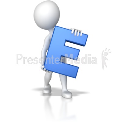 Stick Figure Holding Letter E Presentation clipart