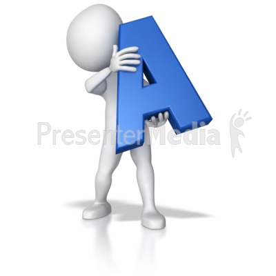Stick Figure Holding Letter A Presentation clipart