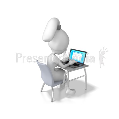 Woman Working Laptop Desk Presentation clipart