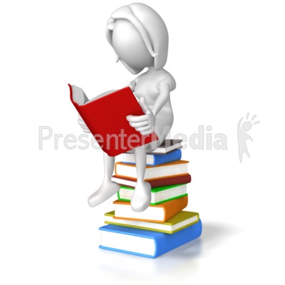 Woman Sitting On Books Presentation clipart