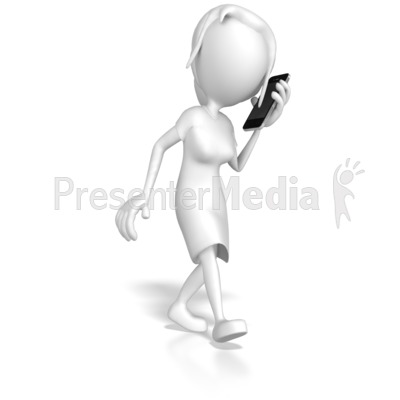 Woman Walking While Talking on Cell Phon Presentation clipart