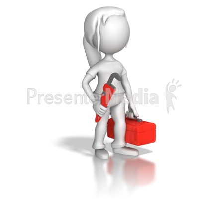 Woman Plumber Toolbox Presentation clipart