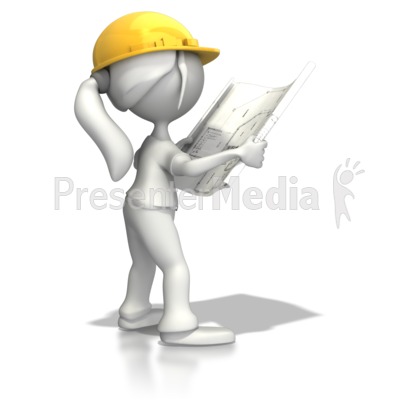 Woman Reading Blueprints Presentation clipart