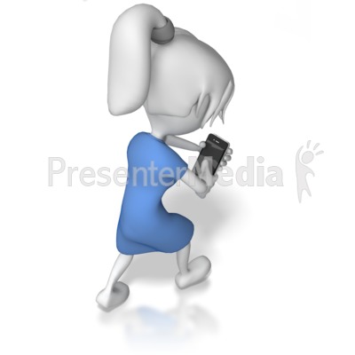 Woman Walking While Texting Presentation clipart