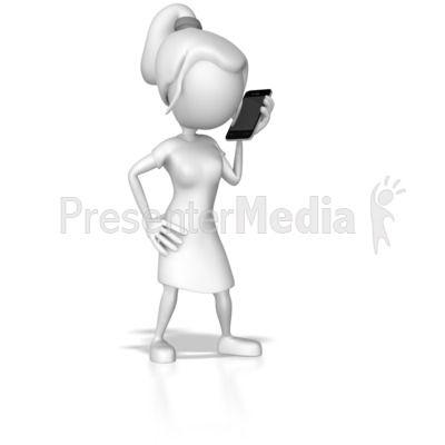 Woman Cellphone Talk Standing Still Presentation clipart