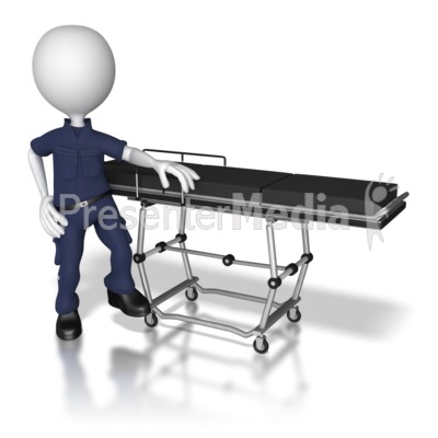 EMT Standing By Transport Gurney Presentation clipart