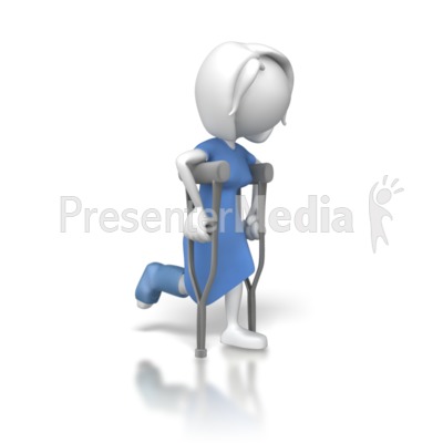 Woman on Crutches Presentation clipart
