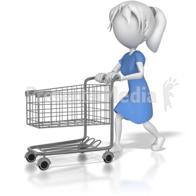 Woman with Shopping Cart Presentation clipart