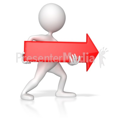Stick Figure Pointing Red Arrow Right Presentation clipart