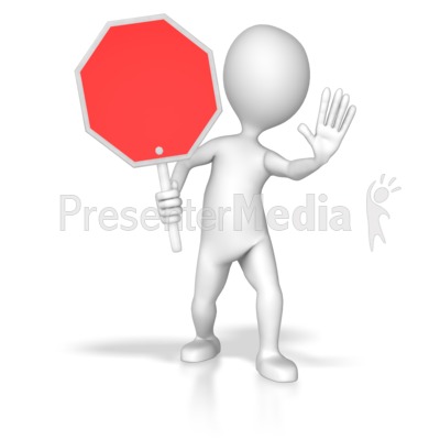 Stick Figure Holding Stop Sign Presentation clipart
