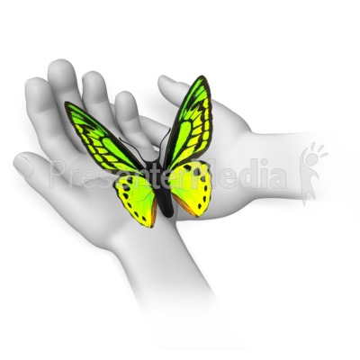 Butterfly Sitting In Hands Presentation clipart