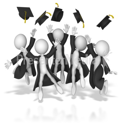 Grads Throwing Up Hats Presentation clipart