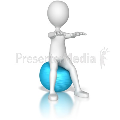 Stick Figure Squatting on a Exercise Ba Presentation clipart