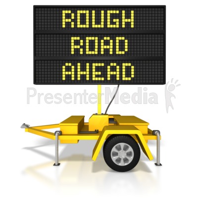 Digital Road Sign Rough Road Ahead Presentation clipart