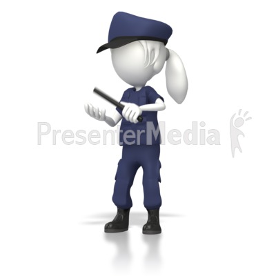 Women Cop With Night Stick Presentation clipart