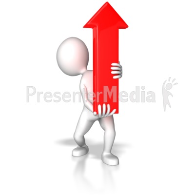 Stick Figure Pointing Red Arrow Up Presentation clipart