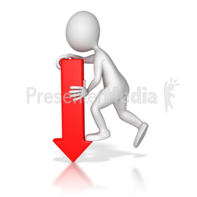 Stick Figure Pointing Red Arrow Down Presentation clipart