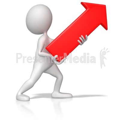 Stick Figure Pointing Red Arrow Up Right Presentation clipart