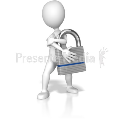 Stick Figure Holding Lock Presentation clipart