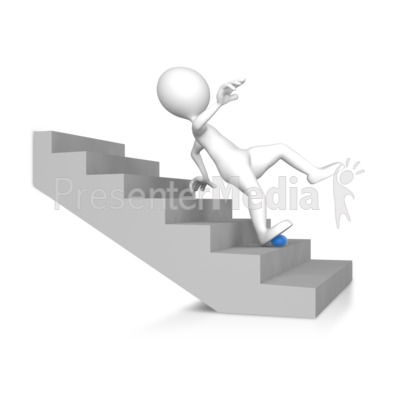 Stick Figure Falling Down The Stairs Presentation clipart