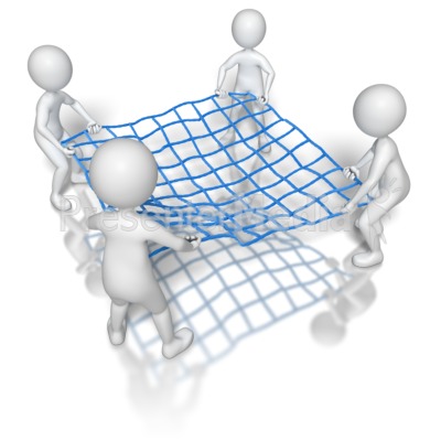 Stick Figures Holding Net Presentation clipart