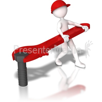 Stick Figure Hardhat Tighten Bolt Presentation clipart
