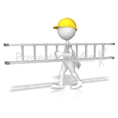 Stick Figure Carrying A Ladder Presentation clipart
