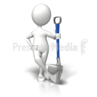 Stick Figure Relaxed With Shovel Presentation clipart