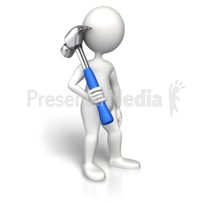 Stick Figure Hammmer On Shoulder Presentation clipart