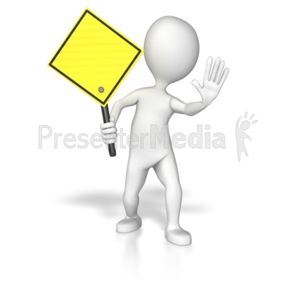 Stick Figure Holding A Yellow Sign Presentation clipart
