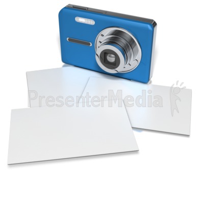 Compact Camera With Blank Photos Presentation clipart