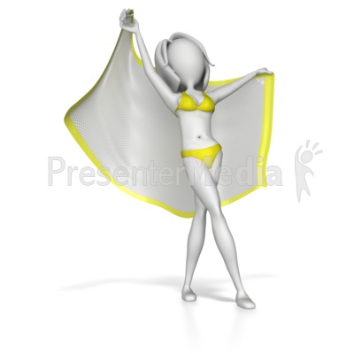 Beach Woman Stretching Out With Blanket Presentation clipart