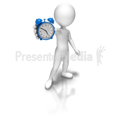 Stick Figure Holding Alarm Clock Presentation clipart