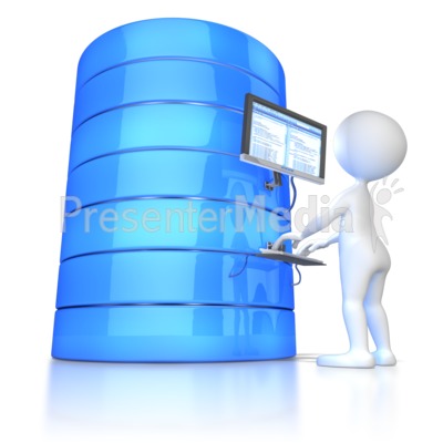 Stick Figure Working On Database Presentation clipart