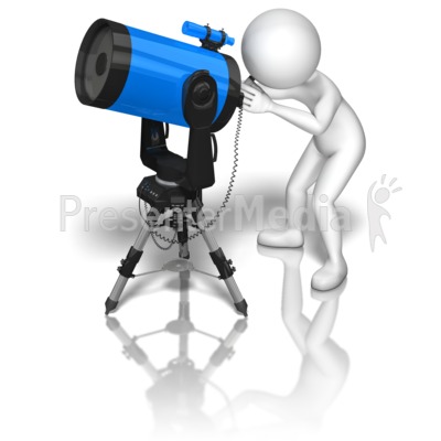 Stick Figure Blue Telescope Presentation clipart