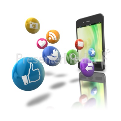Smart Phone Floating Media Icons Presentation clipart