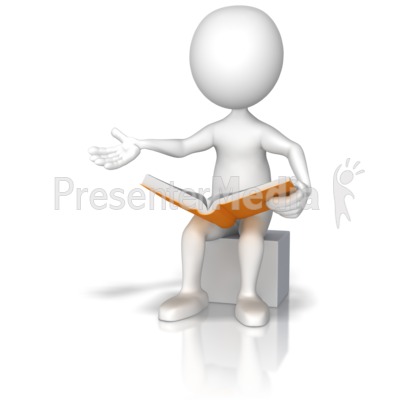 Figure Sitting Reading Out Loud Presentation clipart
