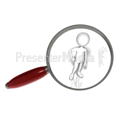 Stick Figure Under Magnifying Glass Presentation clipart