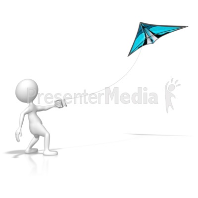 Stick Figure Flying A Kite Presentation clipart