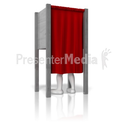 Stick Figure In Voting Booth Presentation clipart