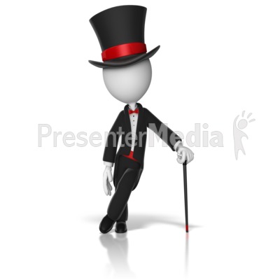 Classy Stick Figure Top Hat And Cane Presentation clipart