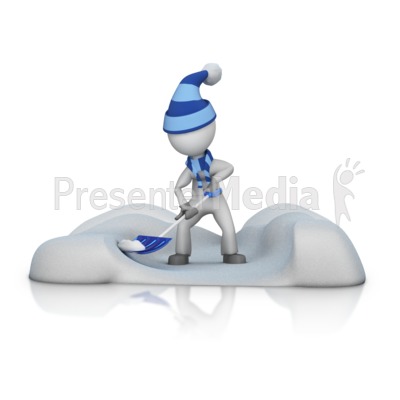 Stick Figure Shoveling Snow Presentation clipart