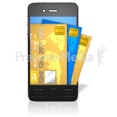 Credit Cards Coming Out Of Screen Presentation clipart